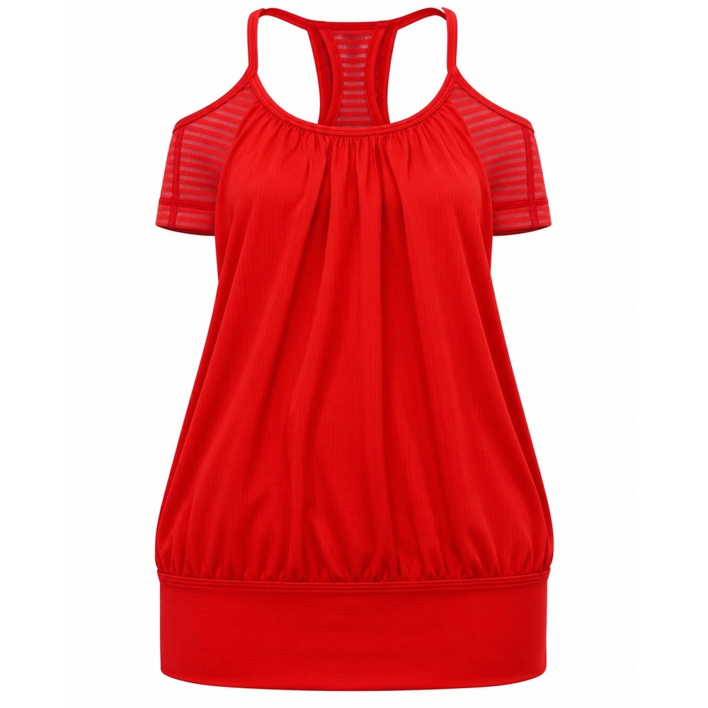 Lululemon No Limits Tank Top 2-in-1 Built-in Bra Red Striped Racerback Size 4